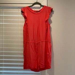LOFT Coral Eyelet Romper